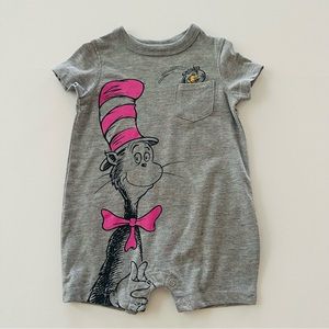 Dr Seuss 0-3 Months Baby Romper Cat In The Hat